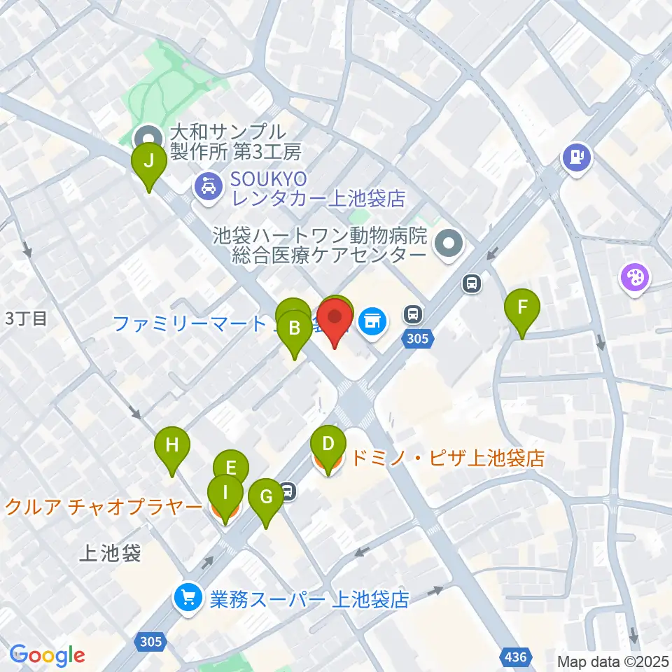 池袋STUDIO Dede周辺のファミレス・ファーストフード一覧地図