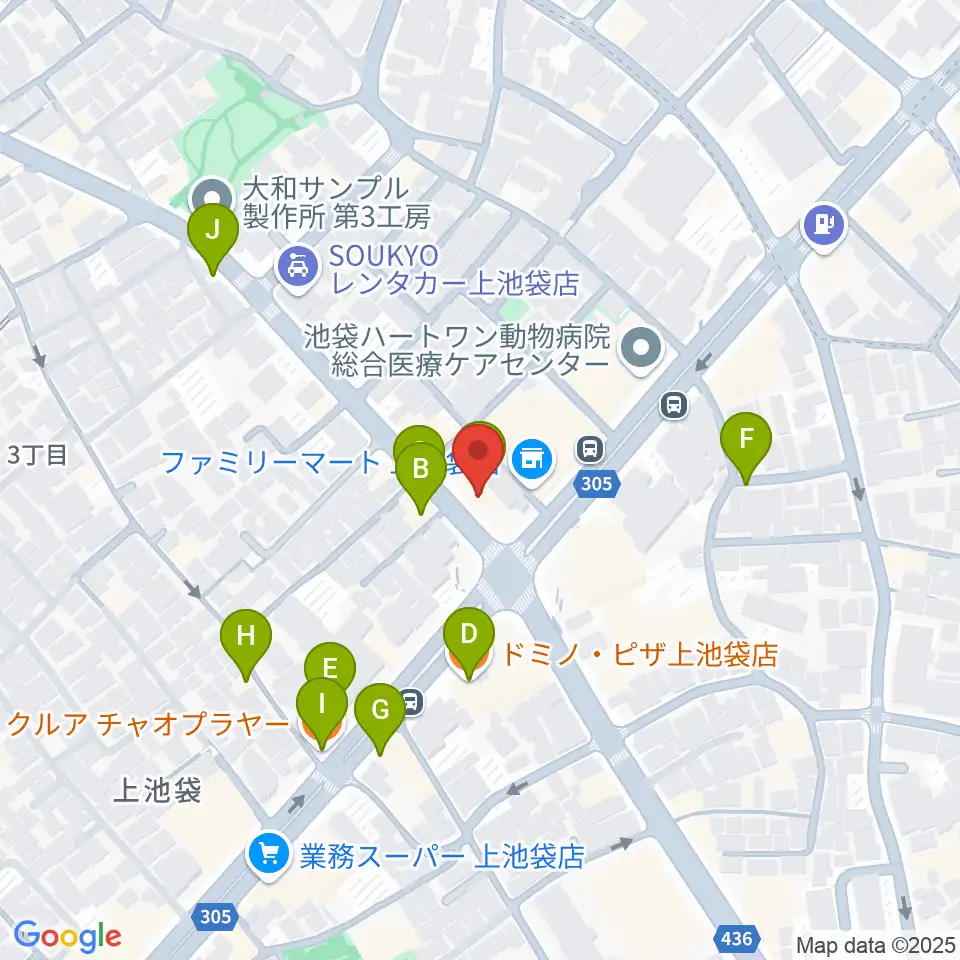 池袋STUDIO Dede周辺のファミレス・ファーストフード一覧地図