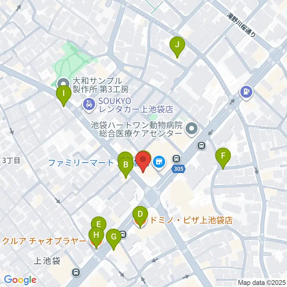 池袋STUDIO Dede周辺のファミレス・ファーストフード一覧地図