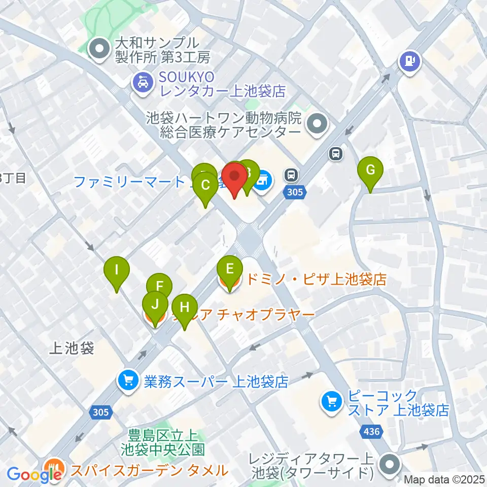 池袋STUDIO Dede周辺のファミレス・ファーストフード一覧地図