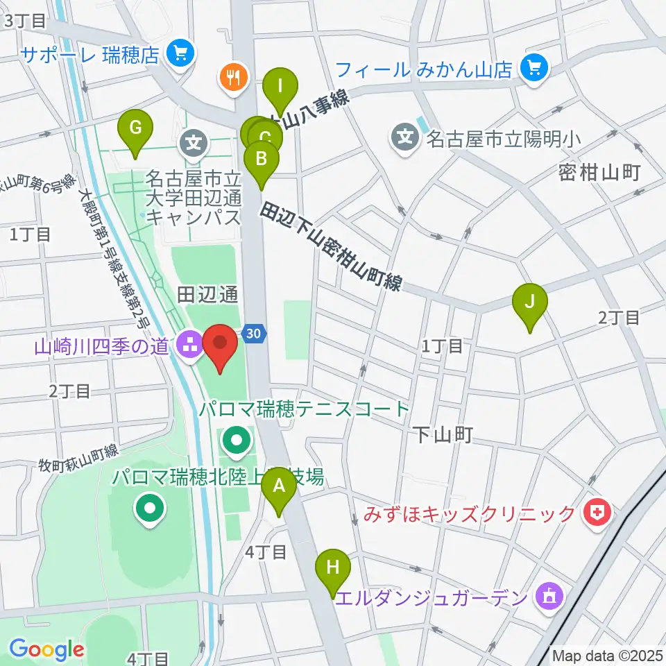 パロマ瑞穂アリーナ周辺のファミレス・ファーストフード一覧地図