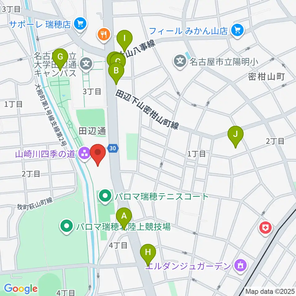 パロマ瑞穂アリーナ周辺のファミレス・ファーストフード一覧地図