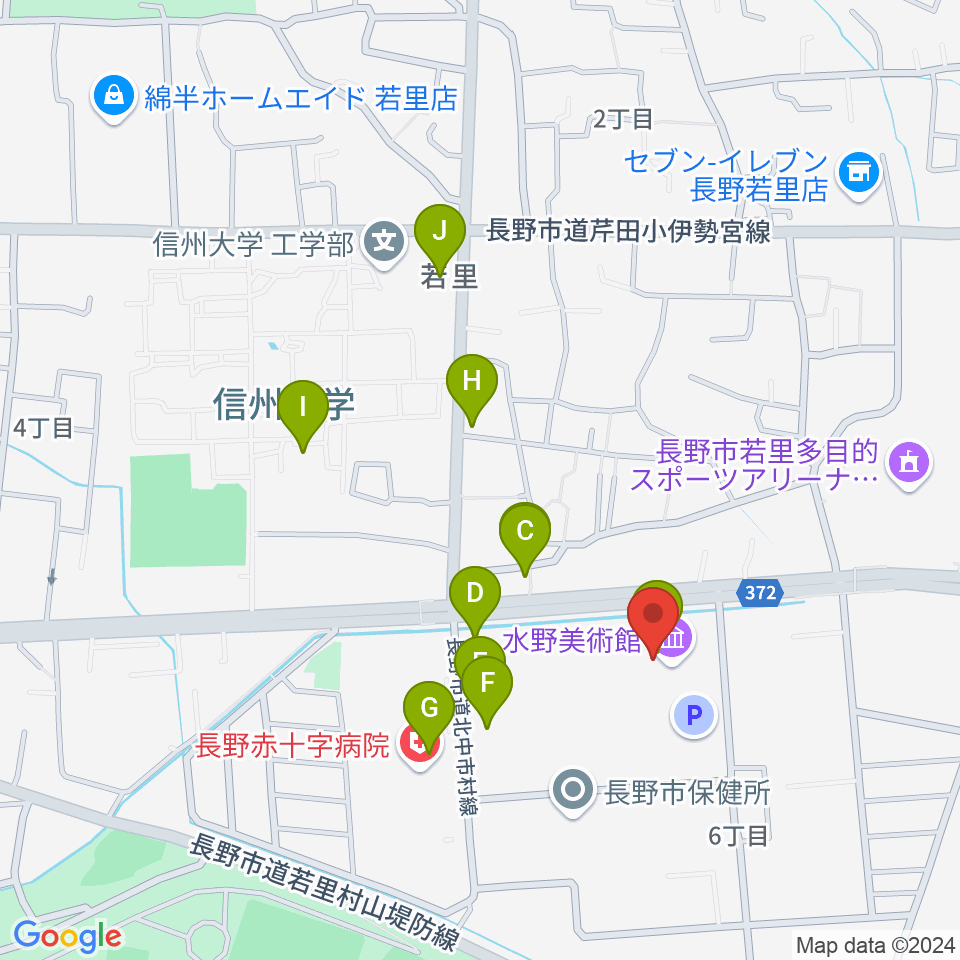 水野美術館周辺のファミレス・ファーストフード一覧地図