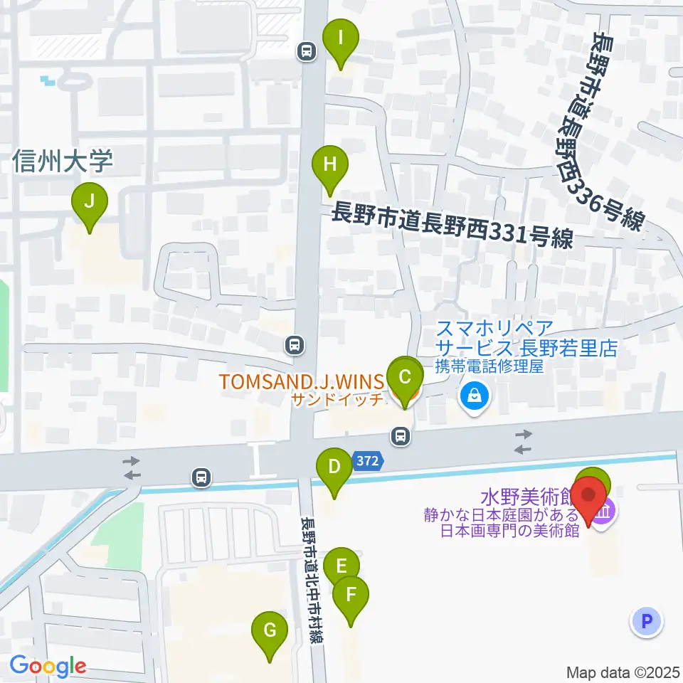 水野美術館周辺のファミレス・ファーストフード一覧地図