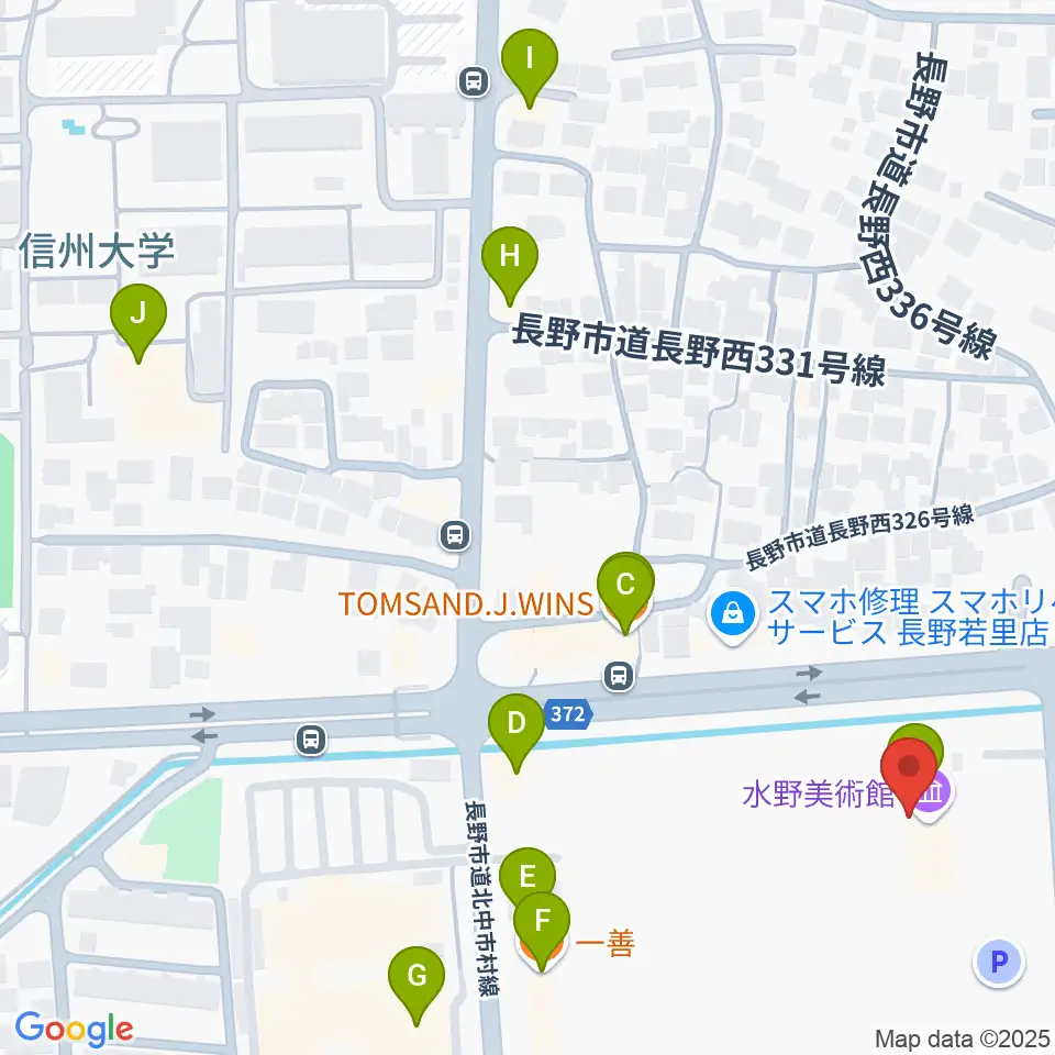 水野美術館周辺のファミレス・ファーストフード一覧地図