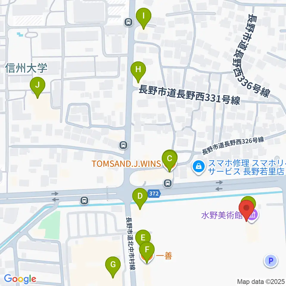 水野美術館周辺のファミレス・ファーストフード一覧地図