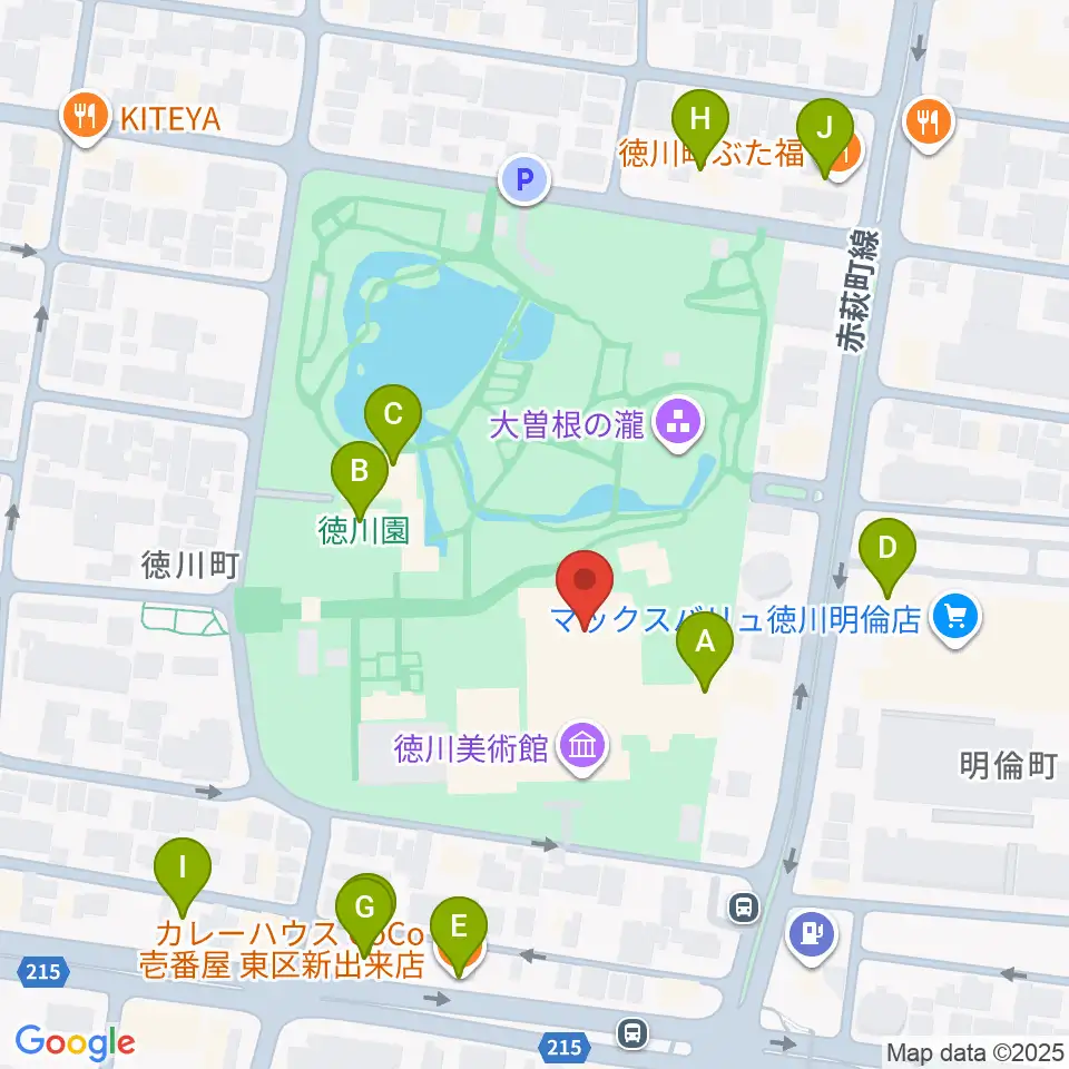 徳川美術館周辺のファミレス・ファーストフード一覧地図