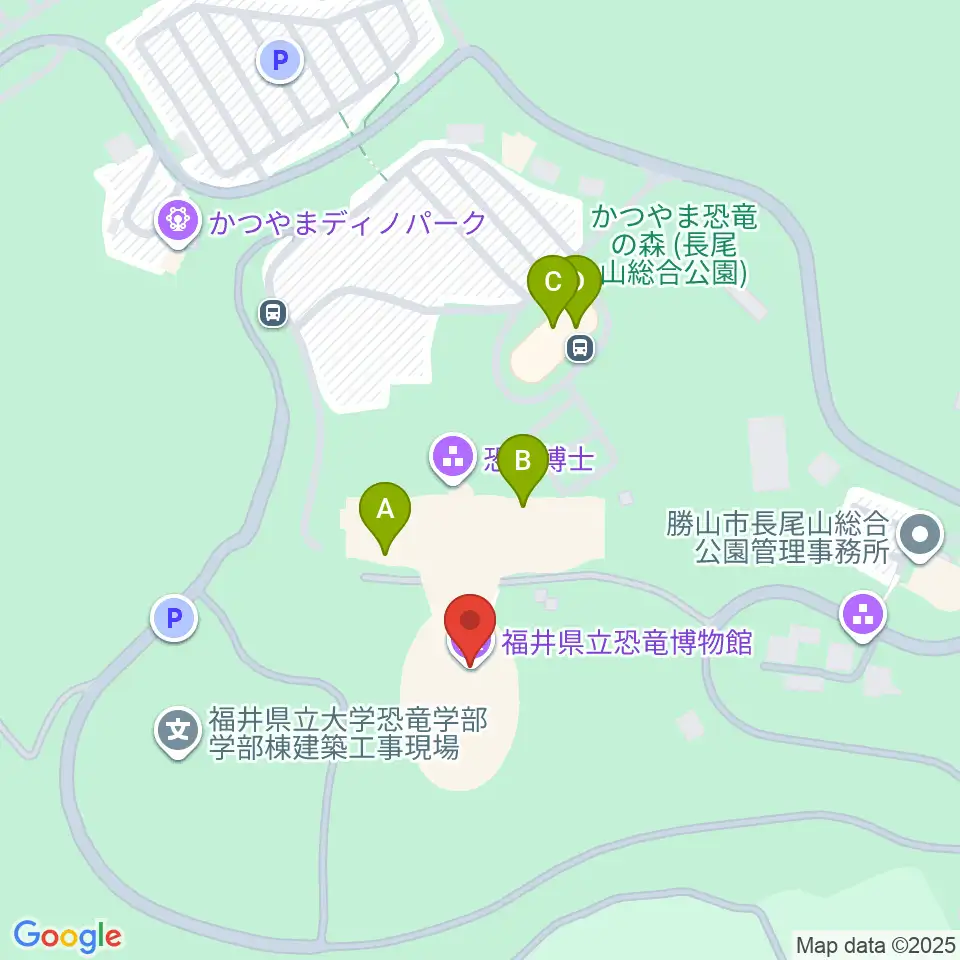 福井県立恐竜博物館周辺のファミレス・ファーストフード一覧地図