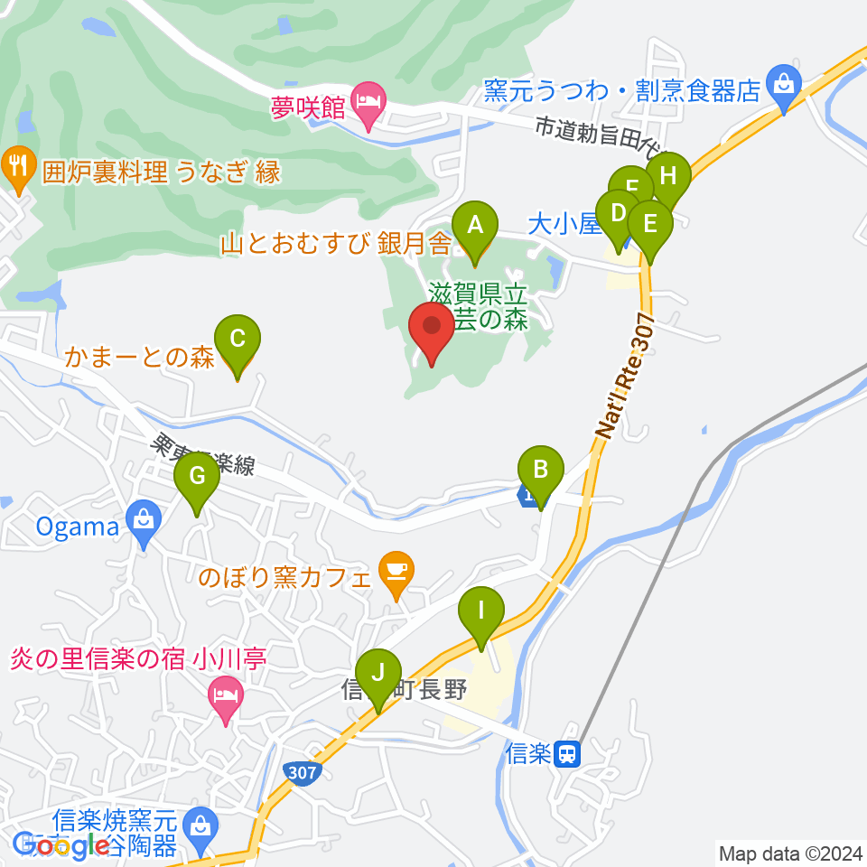 滋賀県立陶芸の森陶芸館周辺のファミレス・ファーストフード一覧地図