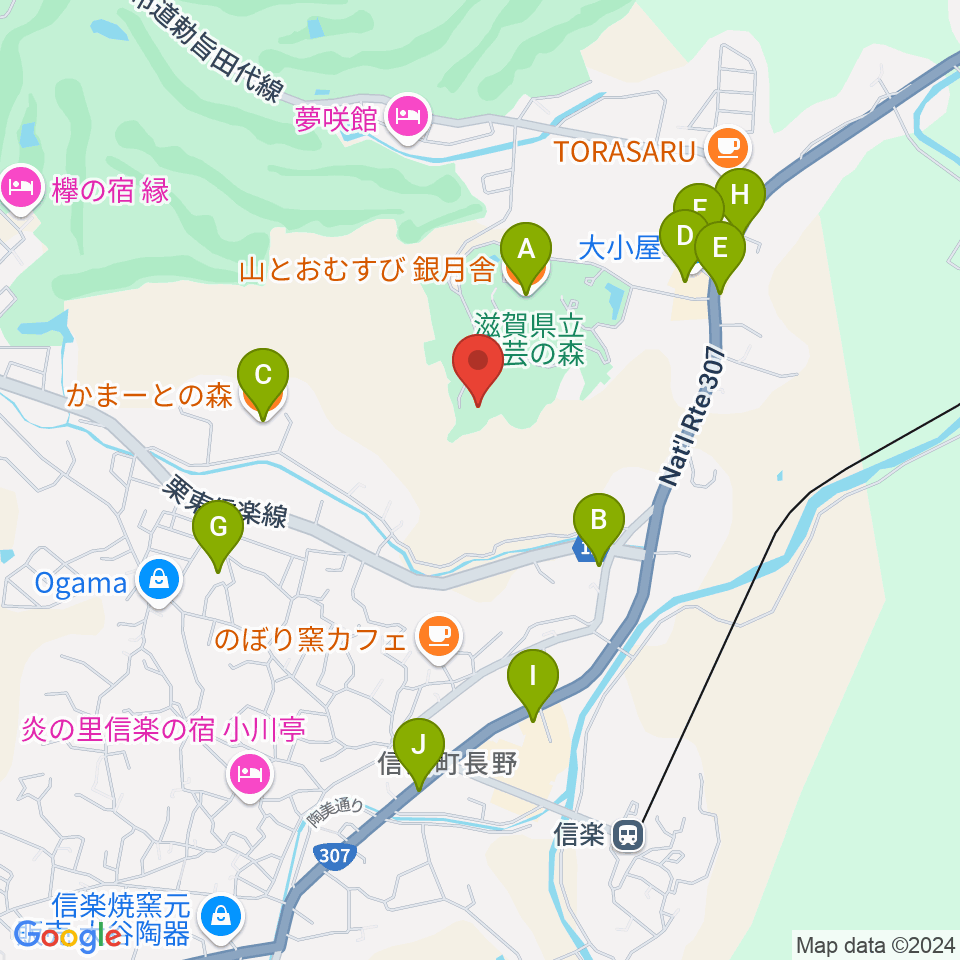 滋賀県立陶芸の森陶芸館周辺のファミレス・ファーストフード一覧地図