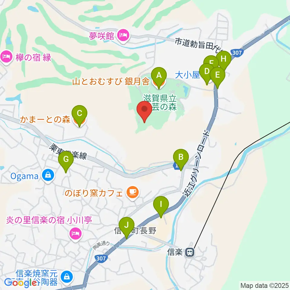 滋賀県立陶芸の森陶芸館周辺のファミレス・ファーストフード一覧地図