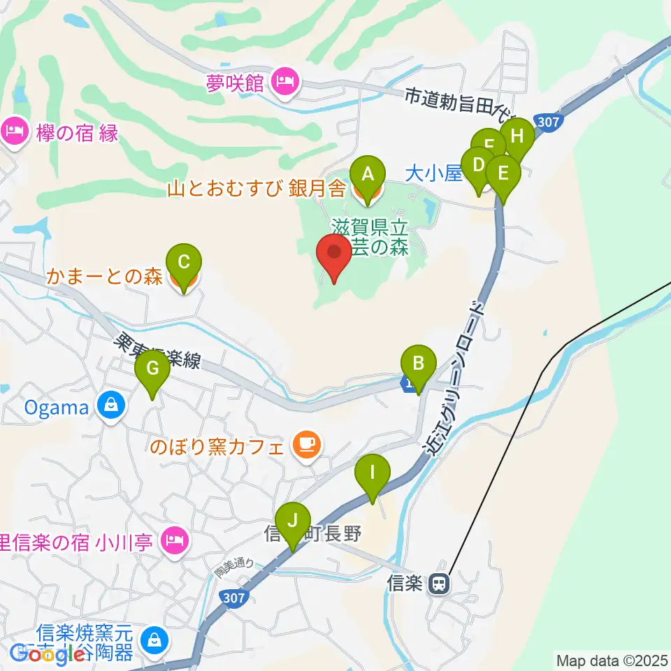 滋賀県立陶芸の森陶芸館周辺のファミレス・ファーストフード一覧地図