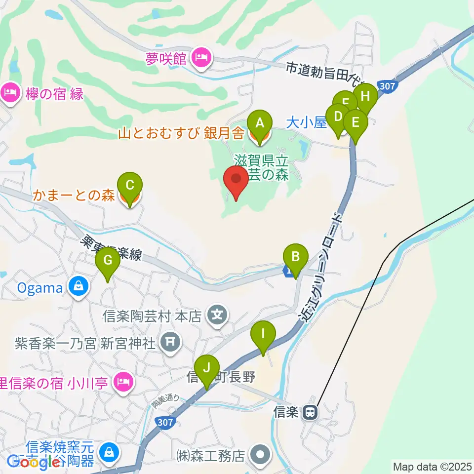 滋賀県立陶芸の森周辺のファミレス・ファーストフード一覧地図