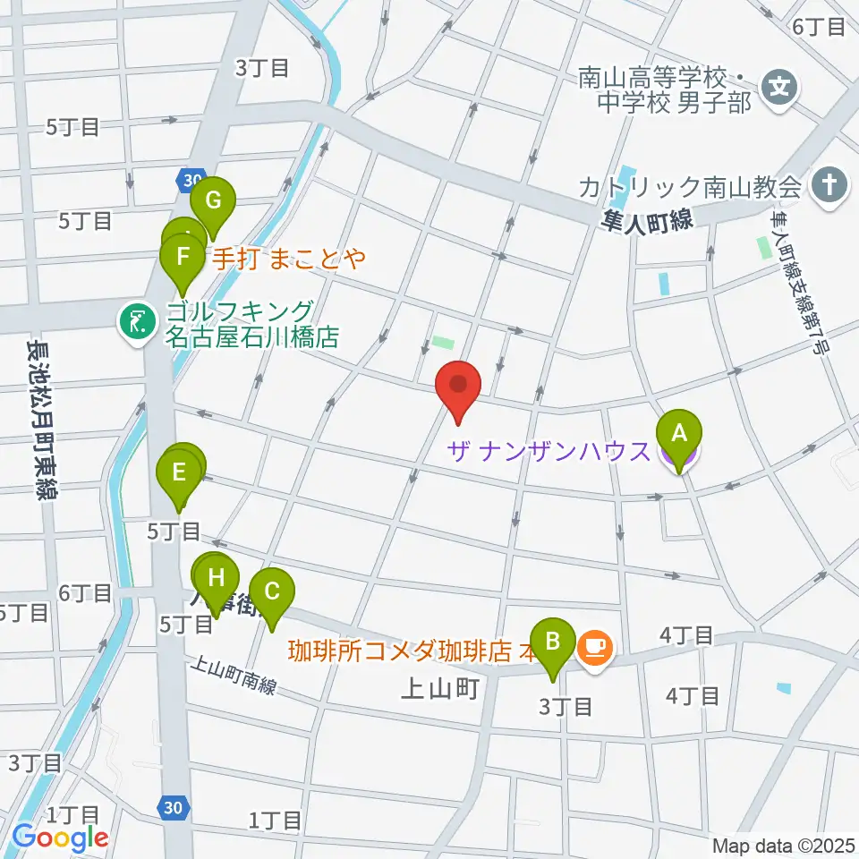 昭和美術館周辺のファミレス・ファーストフード一覧地図