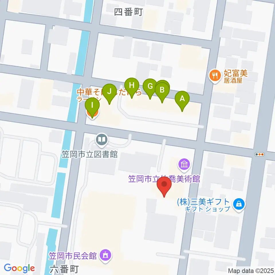 笠岡市立竹喬美術館周辺のファミレス・ファーストフード一覧地図
