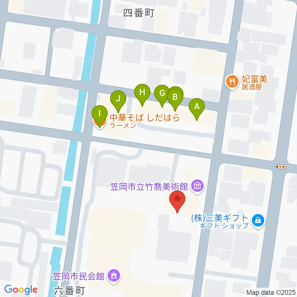 笠岡市立竹喬美術館周辺のファミレス・ファーストフード一覧地図