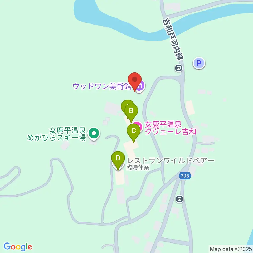 ウッドワン美術館周辺のファミレス・ファーストフード一覧地図