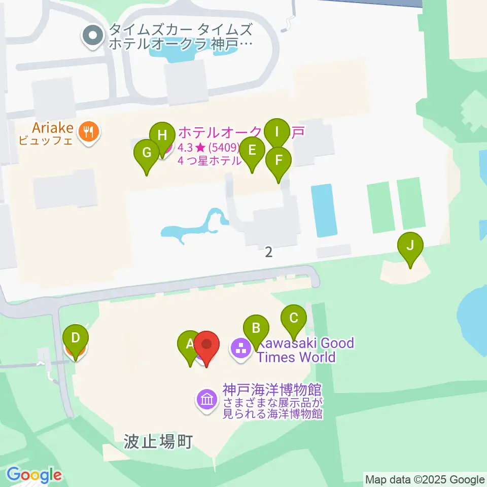神戸海洋博物館周辺のファミレス・ファーストフード一覧地図