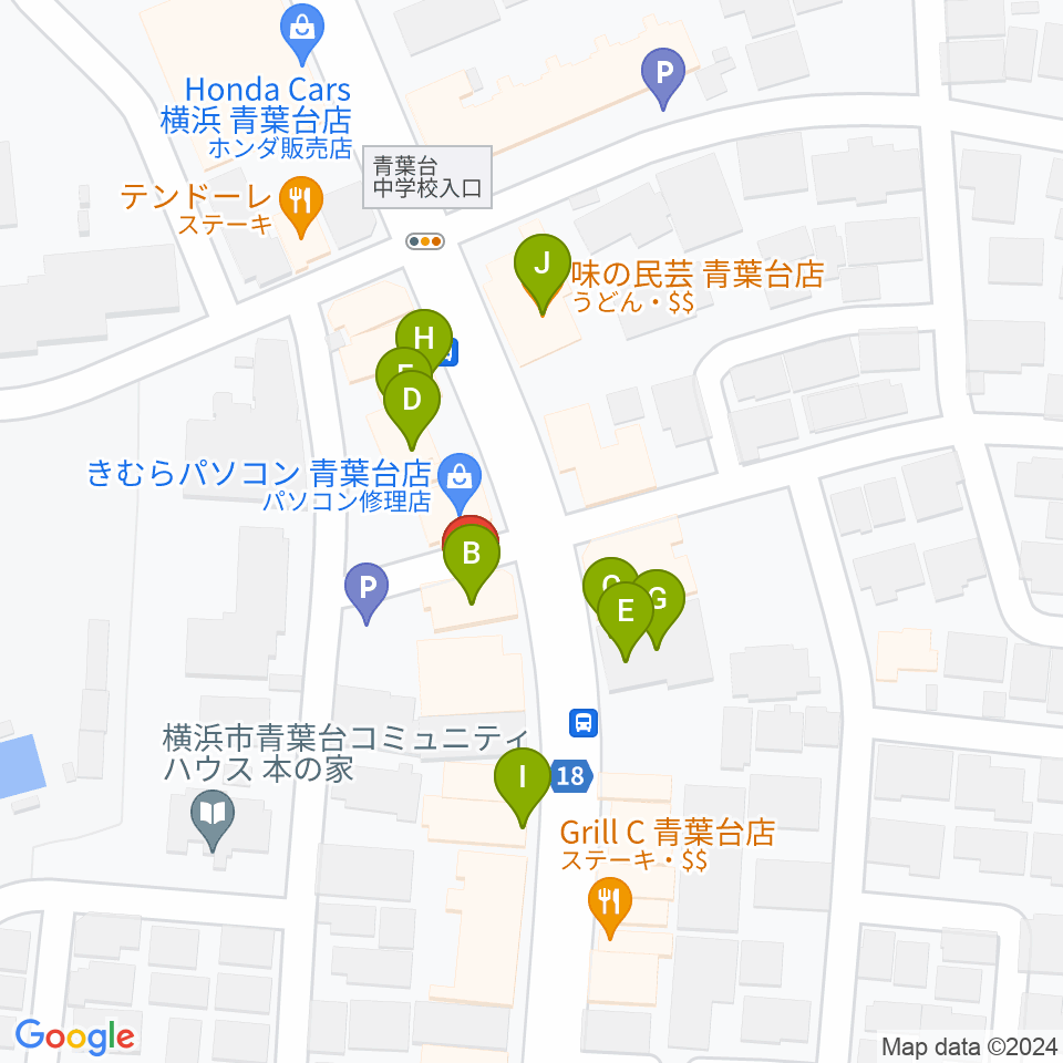 スタジオローズ周辺のファミレス・ファーストフード一覧地図