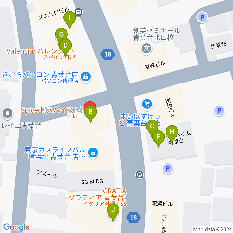 スタジオローズ周辺のファミレス・ファーストフード一覧地図