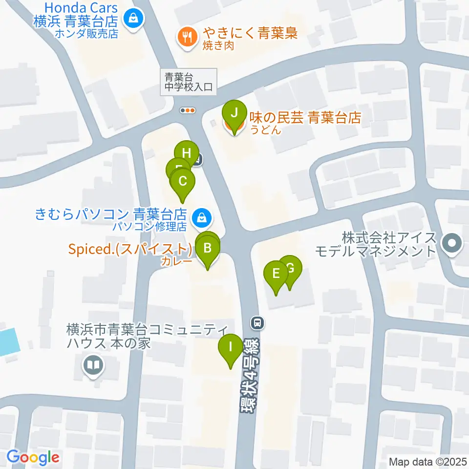 スタジオローズ周辺のファミレス・ファーストフード一覧地図