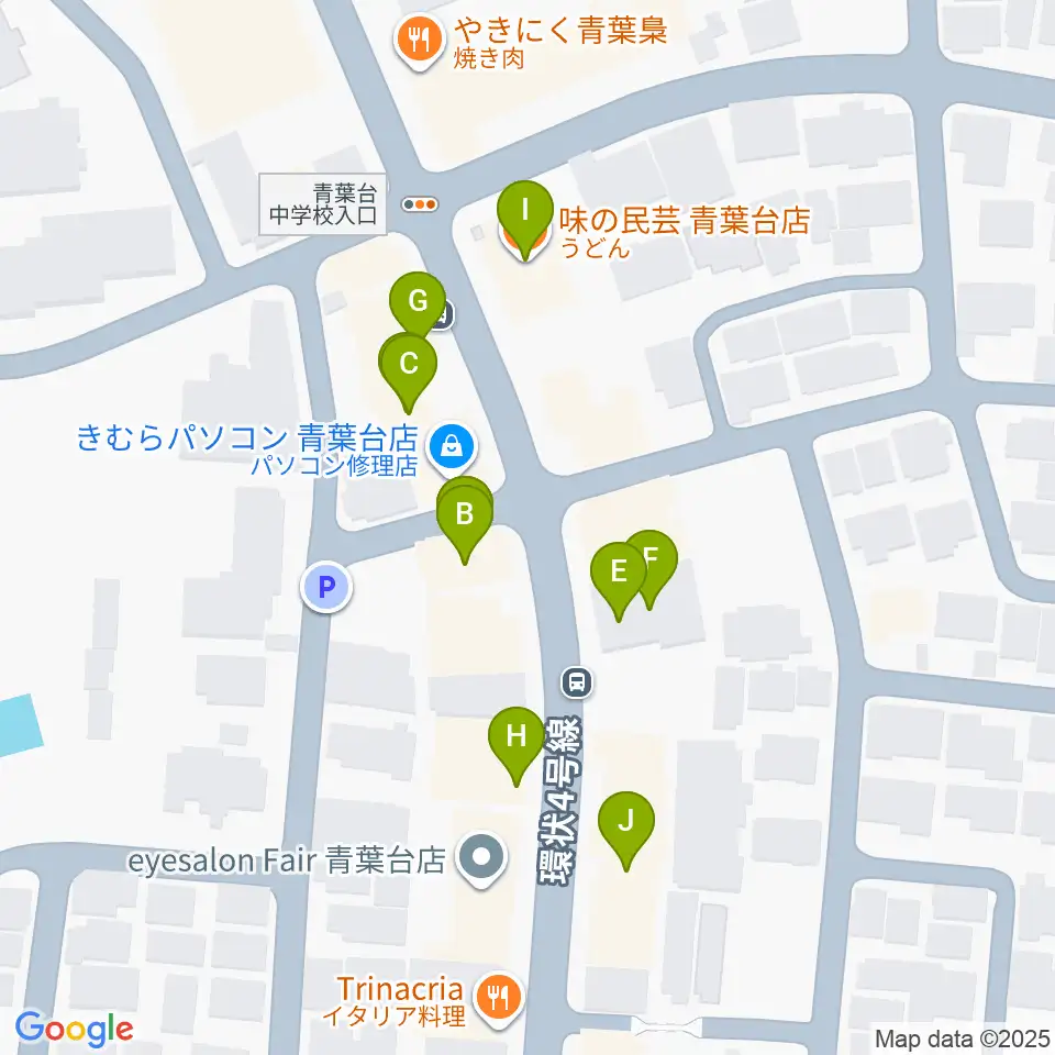 スタジオローズ周辺のファミレス・ファーストフード一覧地図
