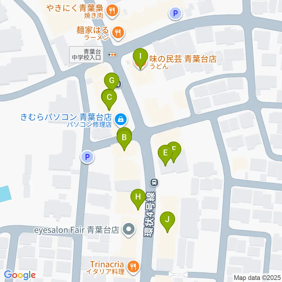 スタジオローズ周辺のファミレス・ファーストフード一覧地図