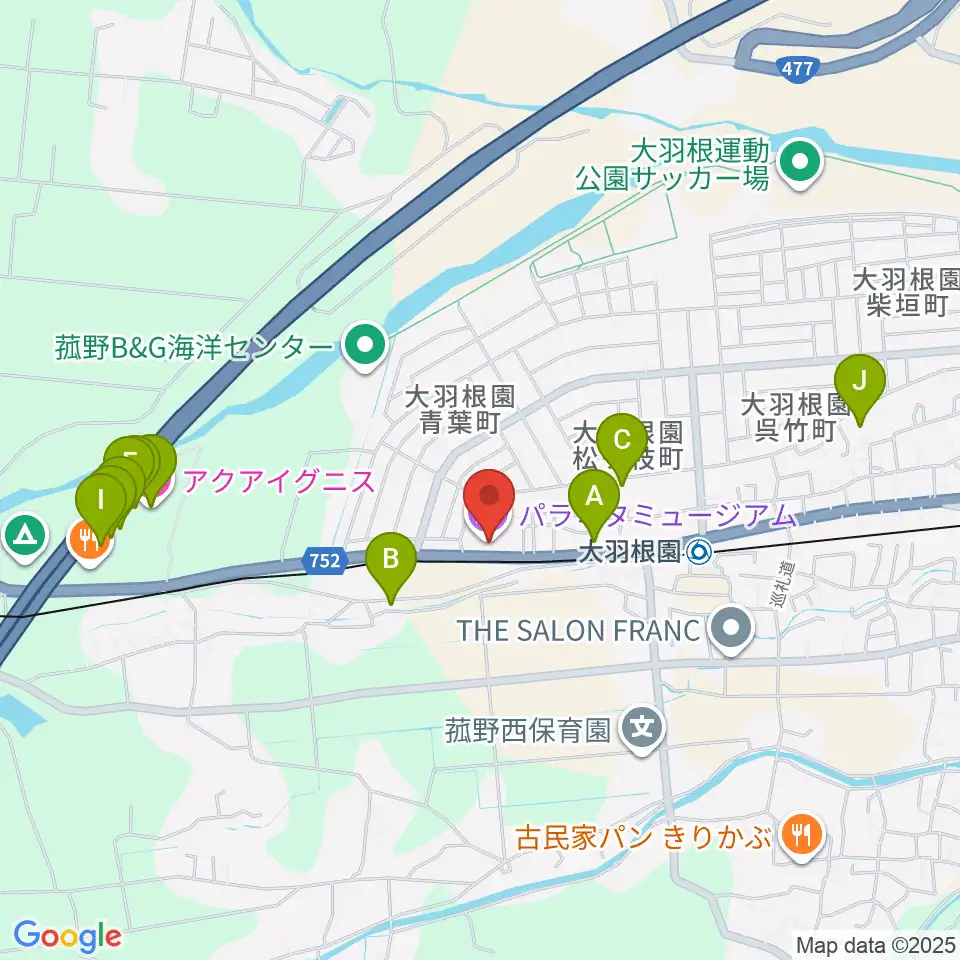 パラミタミュージアム周辺のファミレス・ファーストフード一覧地図