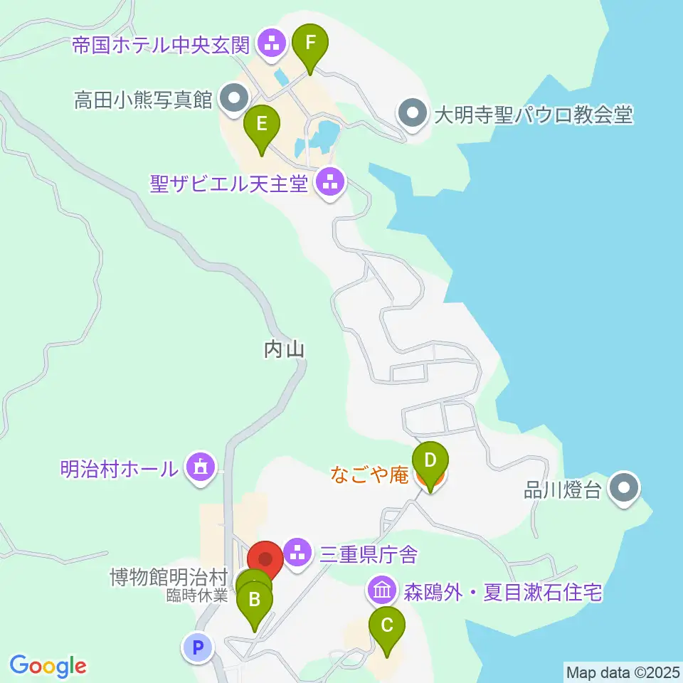 博物館明治村周辺のファミレス・ファーストフード一覧地図
