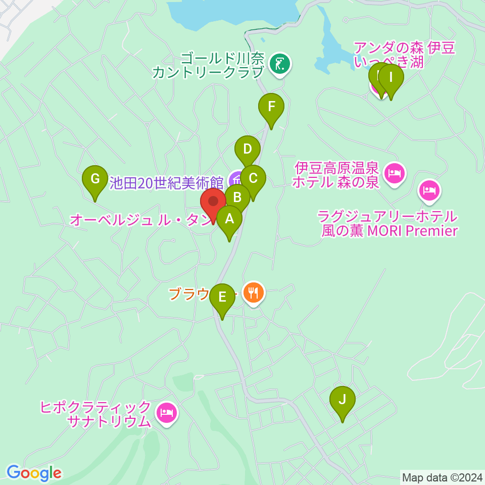 池田20世紀美術館 周辺のファミレス・ファーストフード一覧地図