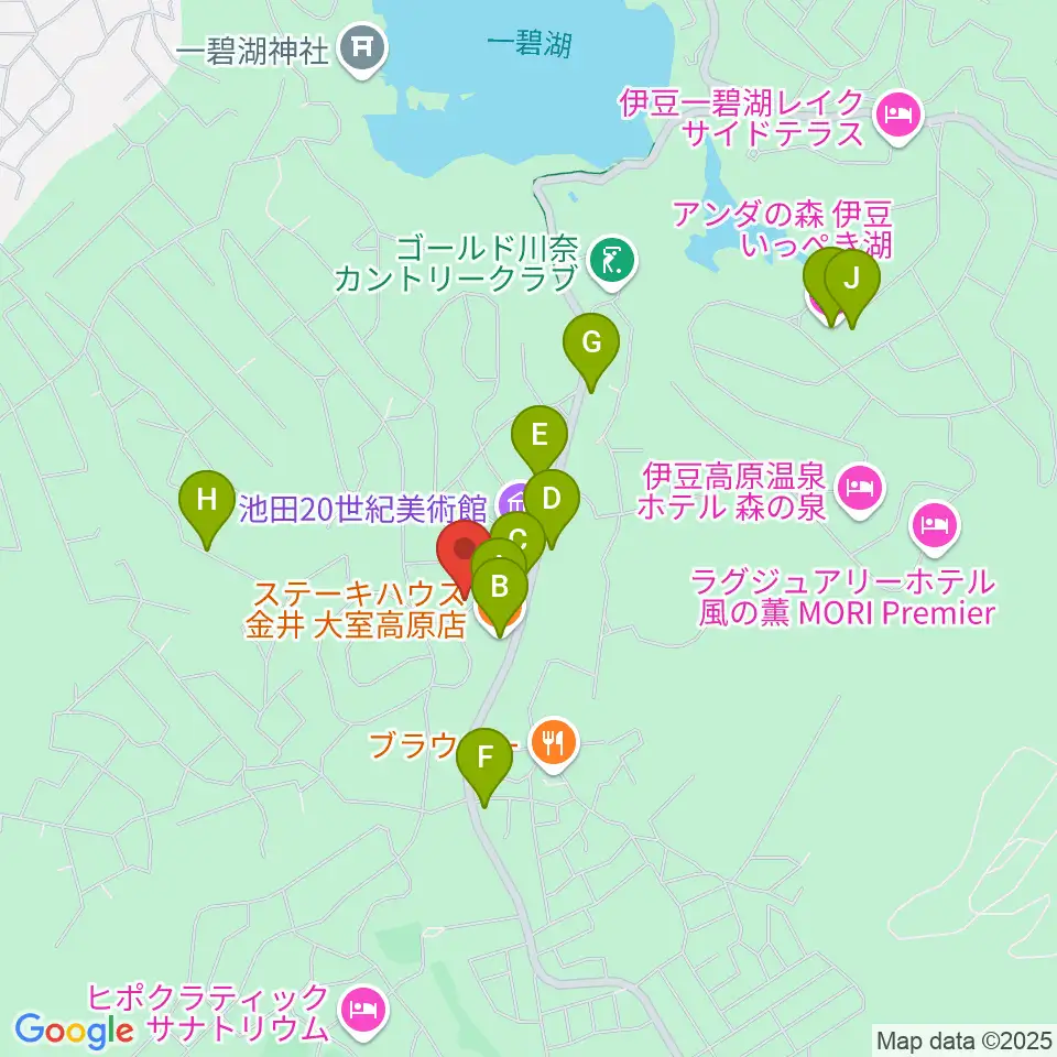 池田20世紀美術館 周辺のファミレス・ファーストフード一覧地図