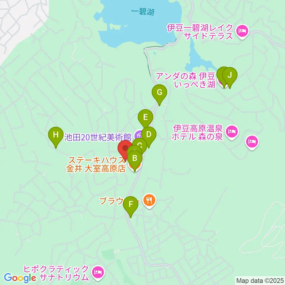 池田20世紀美術館 周辺のファミレス・ファーストフード一覧地図