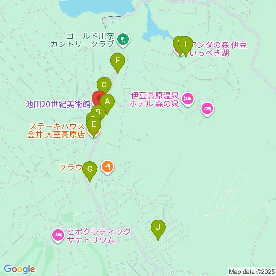 池田20世紀美術館周辺のファミレス・ファーストフード一覧地図