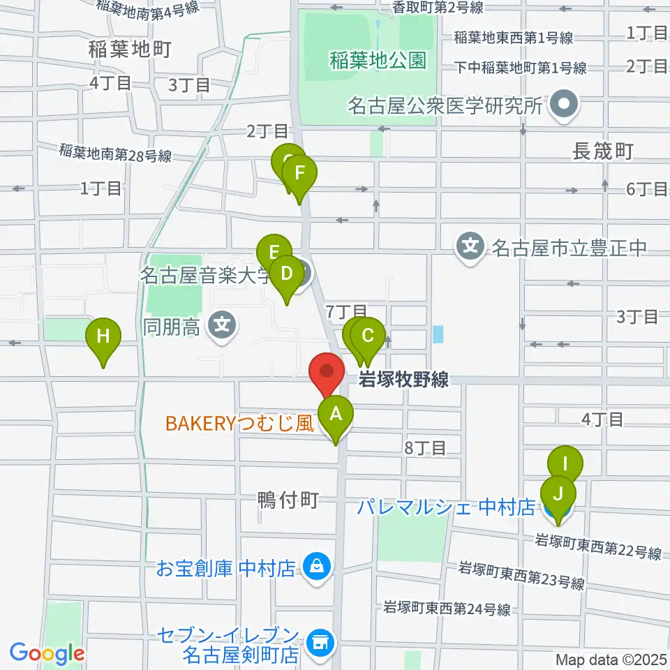 大一美術館周辺のファミレス・ファーストフード一覧地図
