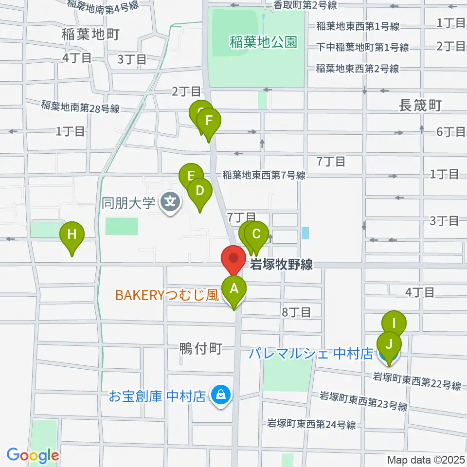 大一美術館周辺のファミレス・ファーストフード一覧地図