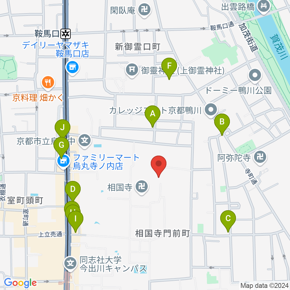 承天閣美術館周辺のファミレス・ファーストフード一覧地図