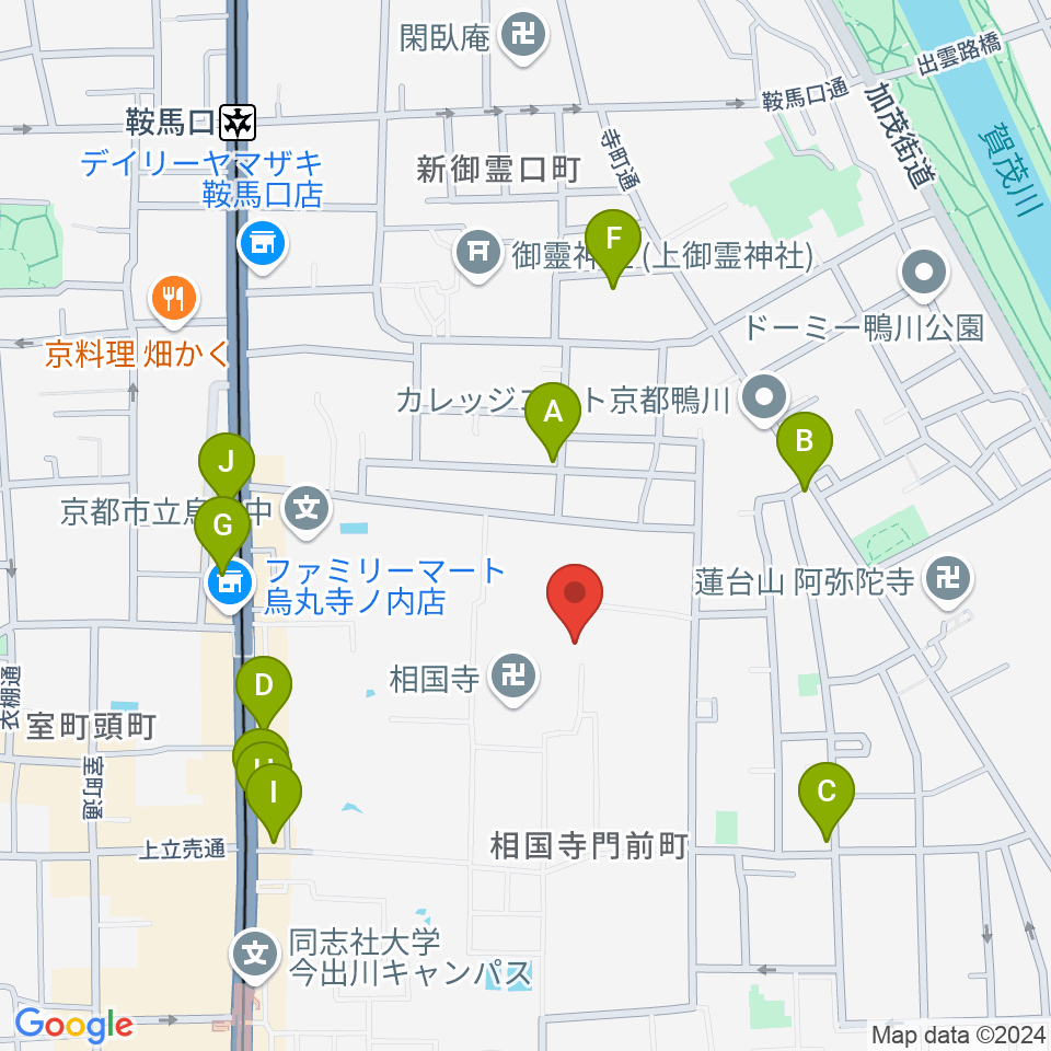 承天閣美術館周辺のファミレス・ファーストフード一覧地図