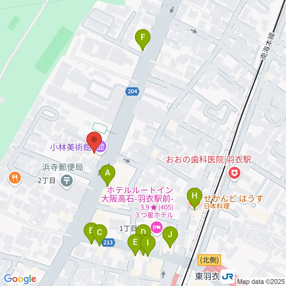 小林美術館周辺のファミレス・ファーストフード一覧地図