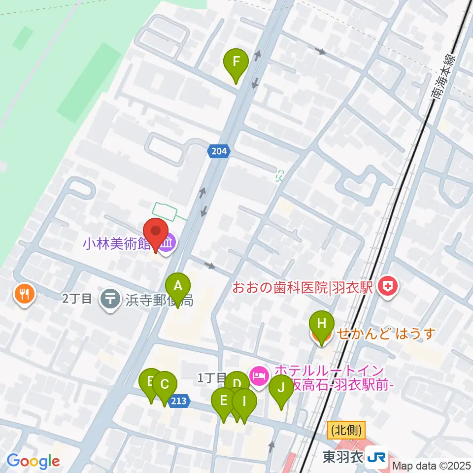 小林美術館周辺のファミレス・ファーストフード一覧地図