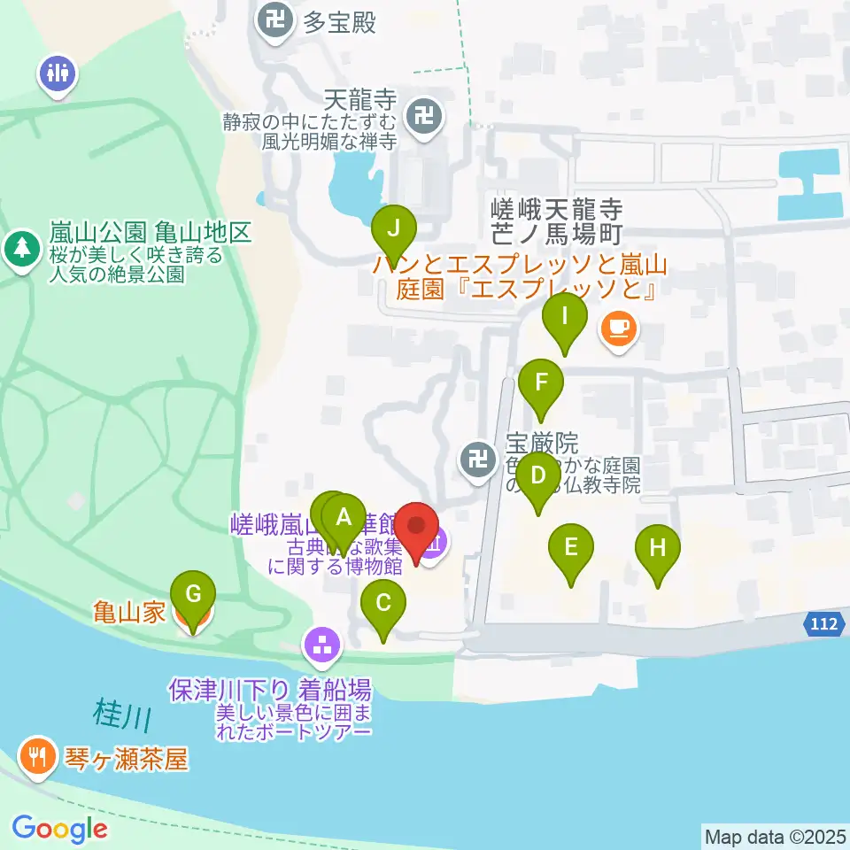 嵯峨嵐山文華館周辺のファミレス・ファーストフード一覧地図