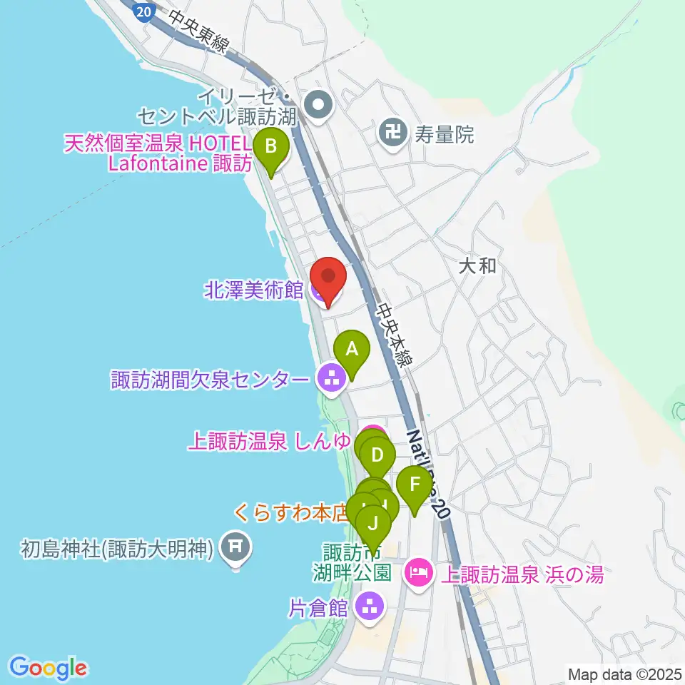 北澤美術館周辺のファミレス・ファーストフード一覧地図