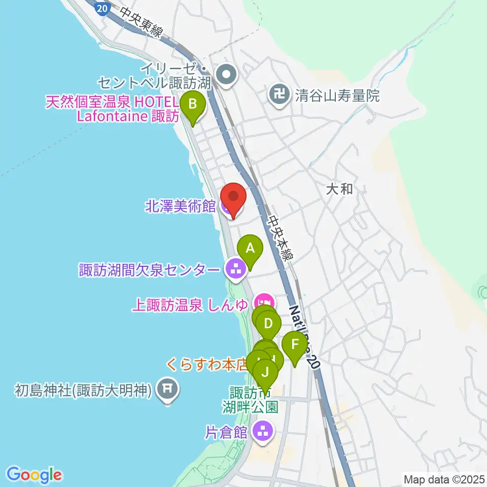 北澤美術館周辺のファミレス・ファーストフード一覧地図