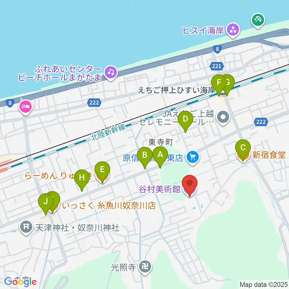 谷村美術館周辺のファミレス・ファーストフード一覧地図