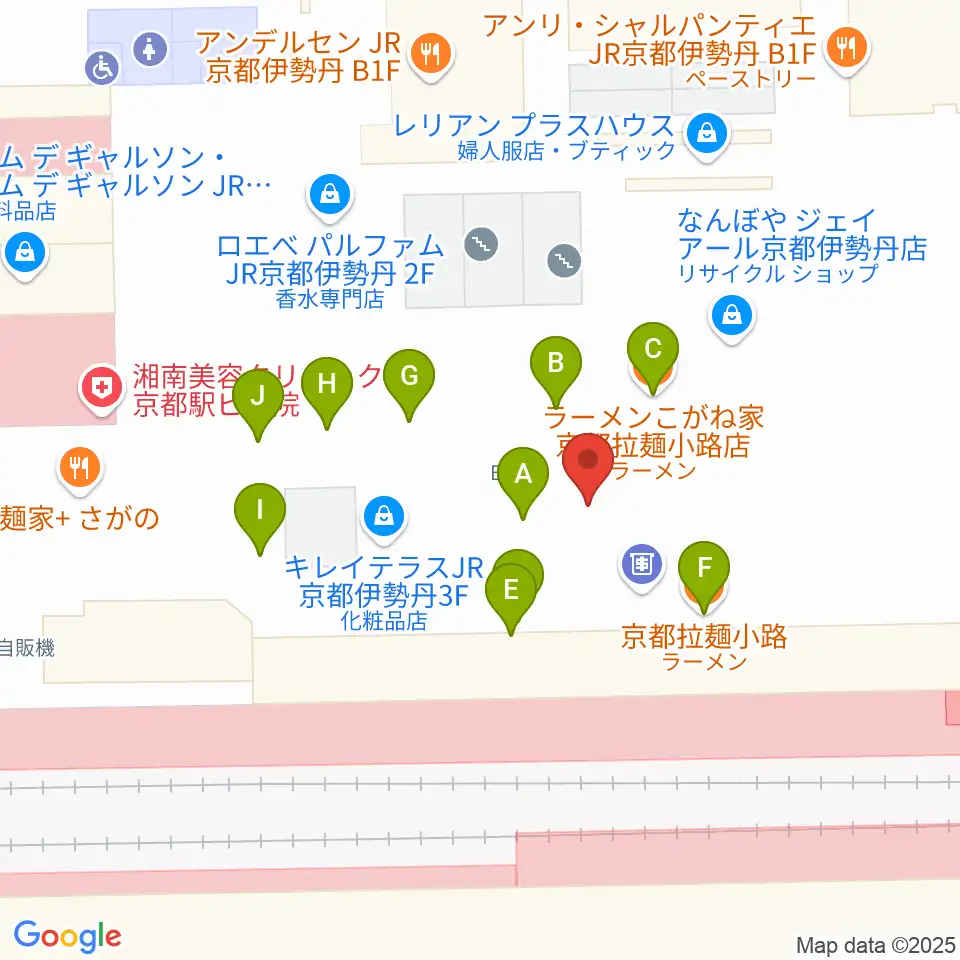 美術館「えき」KYOTO周辺のファミレス・ファーストフード一覧地図