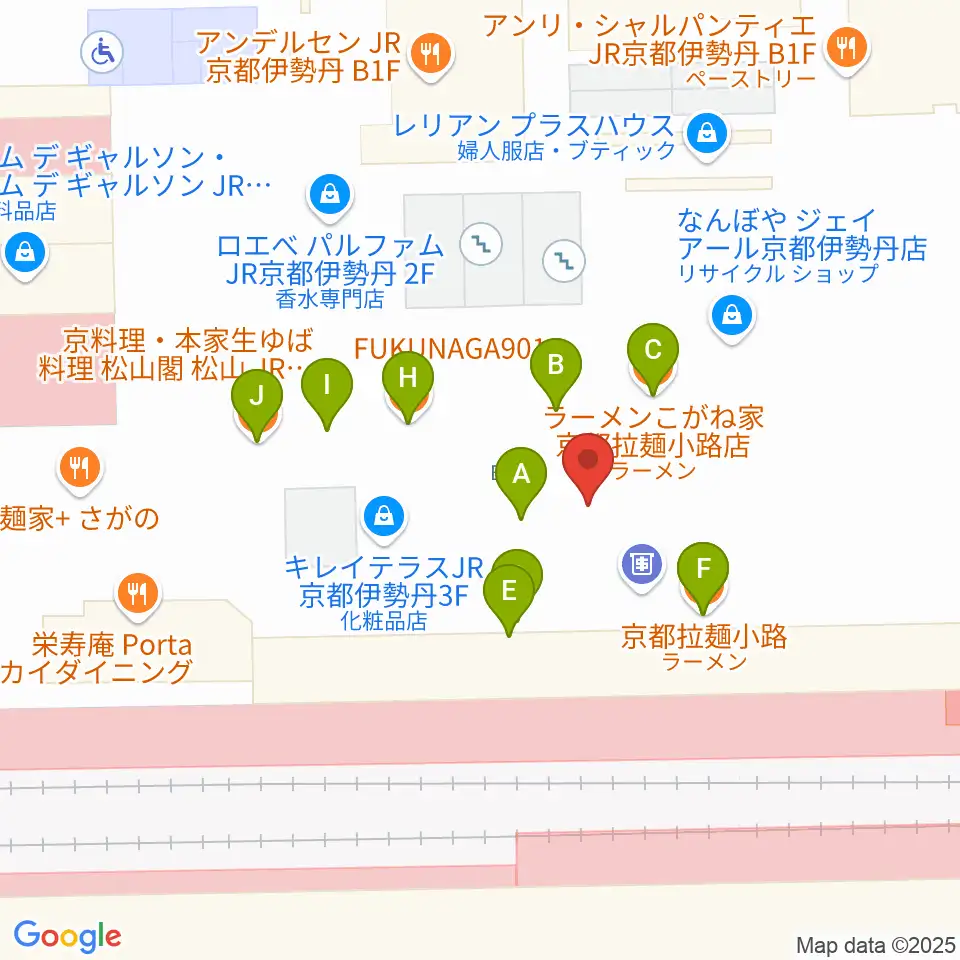 美術館「えき」KYOTO周辺のファミレス・ファーストフード一覧地図
