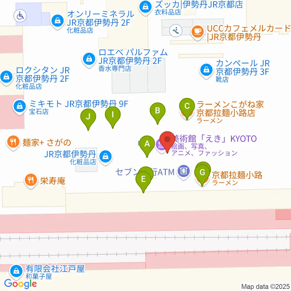 美術館「えき」KYOTO周辺のファミレス・ファーストフード一覧地図