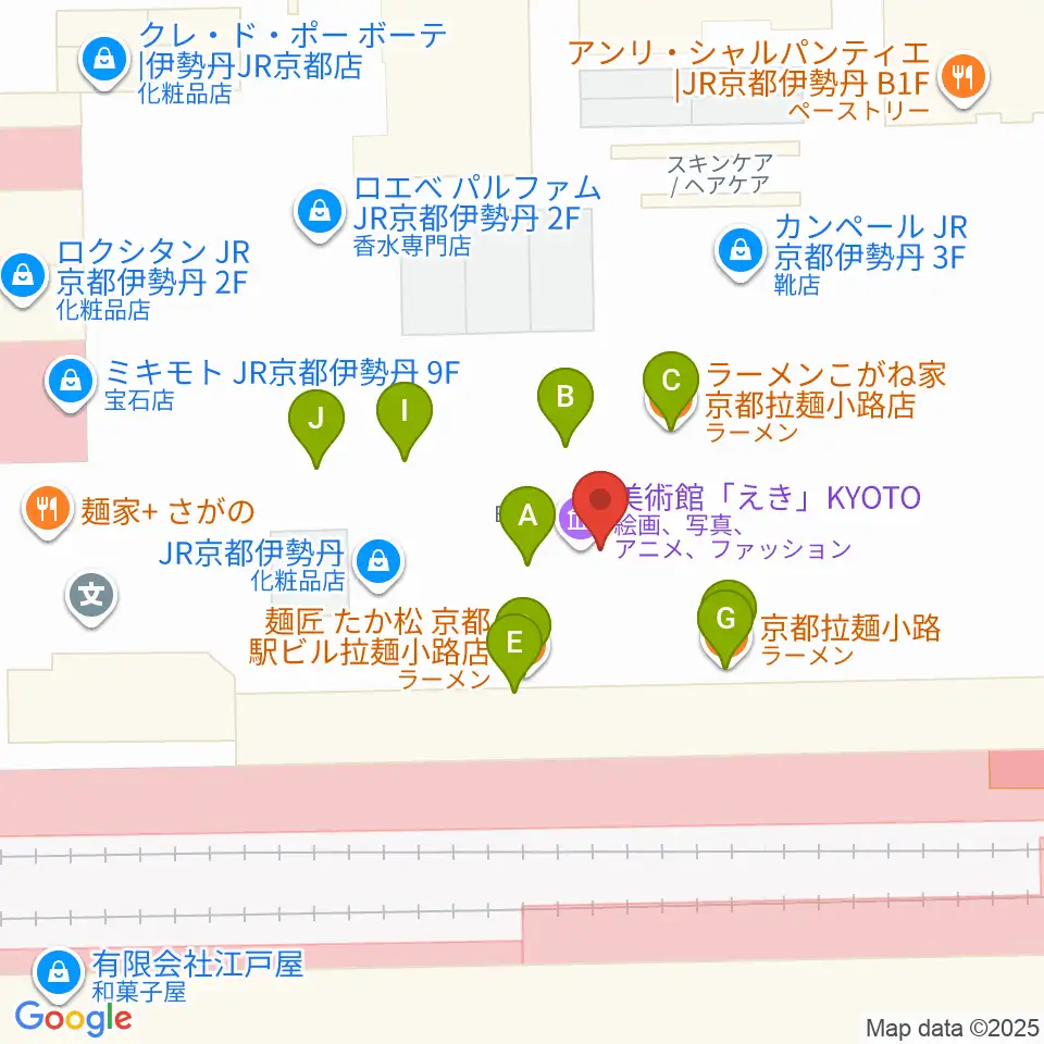 美術館「えき」KYOTO周辺のファミレス・ファーストフード一覧地図