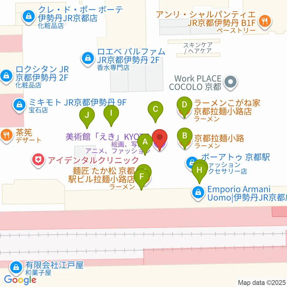 美術館「えき」KYOTO周辺のファミレス・ファーストフード一覧地図