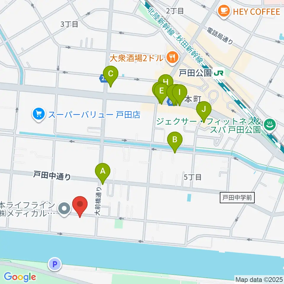スタジオパークサイド周辺のファミレス・ファーストフード一覧地図