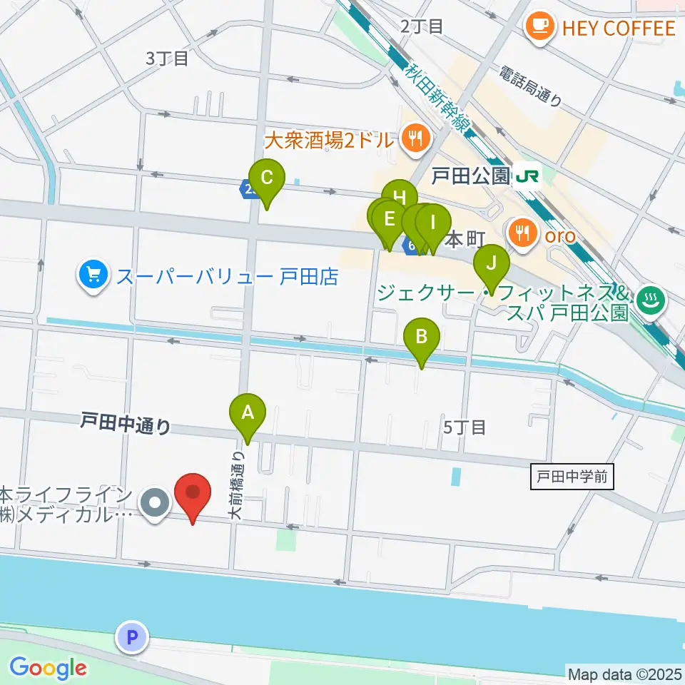 スタジオパークサイド周辺のファミレス・ファーストフード一覧地図